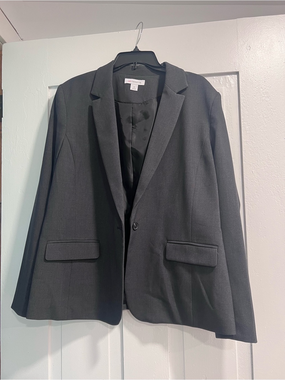 Liz Claiborne Women's Charcoal Gray Single-Button Blazer